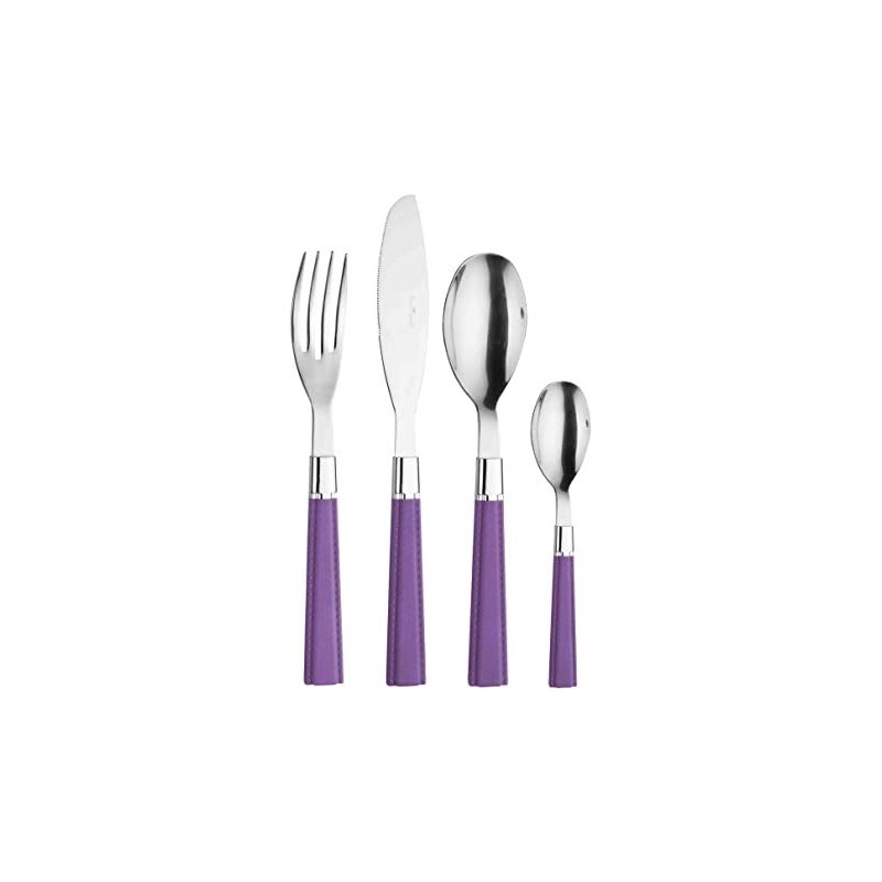 Lot de 24 couverts en cuir couleur violette PINTINOX