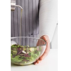 SANSONE SET DE HUILE ET VINAIGRE EN INOX, SALIÈRE ET POIVRIER EN VERRE AVEC SUPPORT INOX 18/10 - 4 PIÈCES