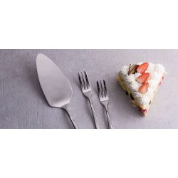 Couverts A DESSERT 12 pièces + 1 Plateux service en inox 18/10 + 1 SPATULE A SERVICE COUDÉE  INOX 18/10