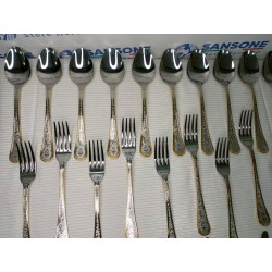 Ensemble de 48 pièces + Louche, Vaisselle en acier inoxydable 18/10 de qualité alimentaire