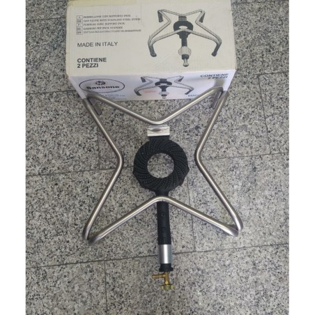 SANSONE RECHAUD A GAZ DE 140 TROUS AVEC SUPPORT INOX 18/10 ET ROBINET DE GAZ