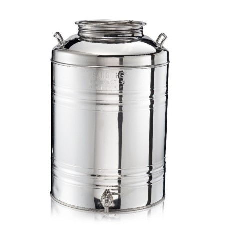 SANSONE CITERNE   50 LITRES POUR HUILE D'OLIVE  -EN INOX 18/10 AGRAFE MODEL + BOUTEILLE 1 LT EN VERRE
