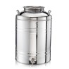 SANSONE CITERNE   50 LITRES POUR HUILE D'OLIVE  -EN INOX 18/10 AGRAFE MODEL + BOUTEILLE 1 LT EN VERRE